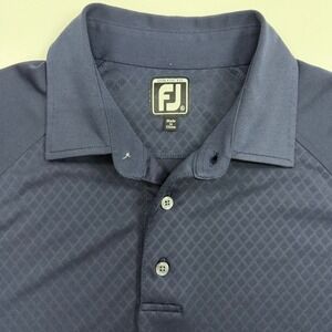 FootJoy Polo Shirt Mens XL Navy Blue Athletic Fit Diamond Jacquard  Golfcore